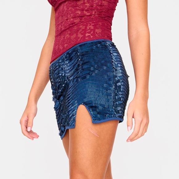 Blue Mini Skirt - Picture 2 of 5